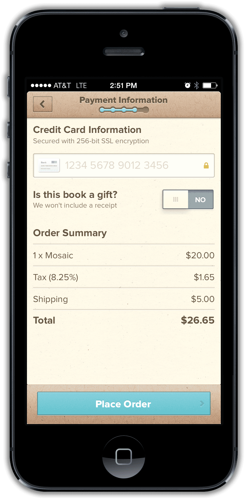 Mosaic payment screen
