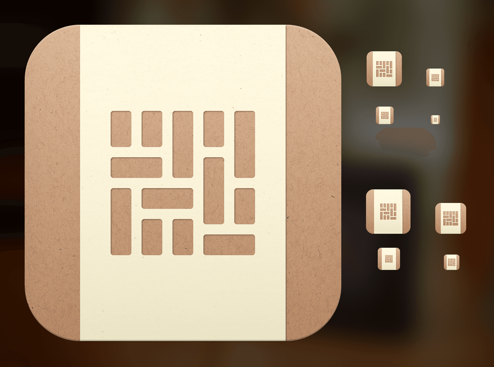 Grid of Mosaic app icon sizes