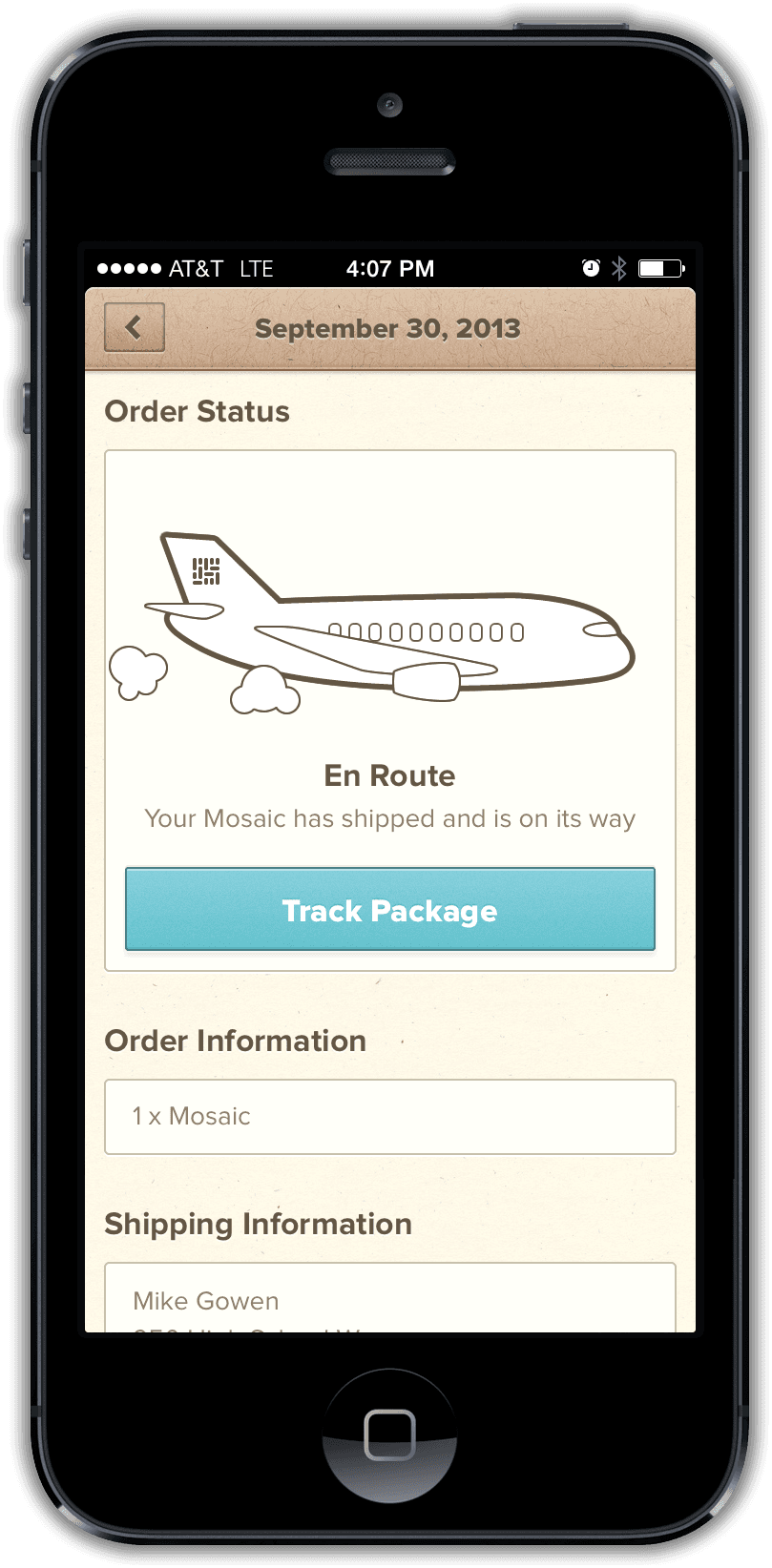 On its way order status screen
