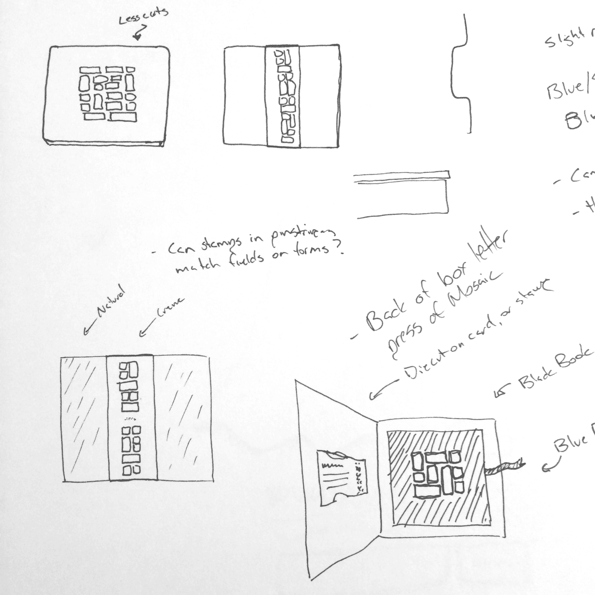 Mosaic book and packaging sketches