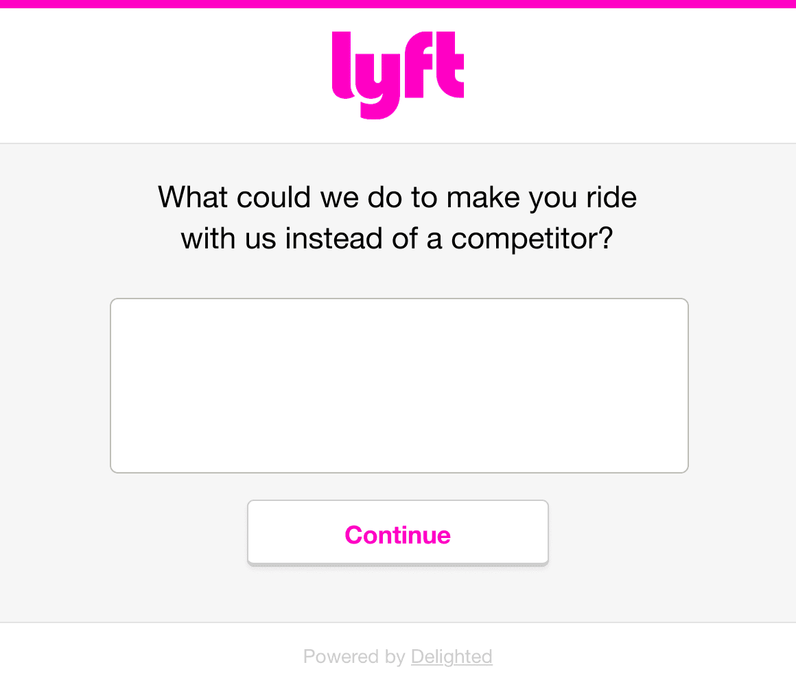 Delighted survey showing a single optional additional question