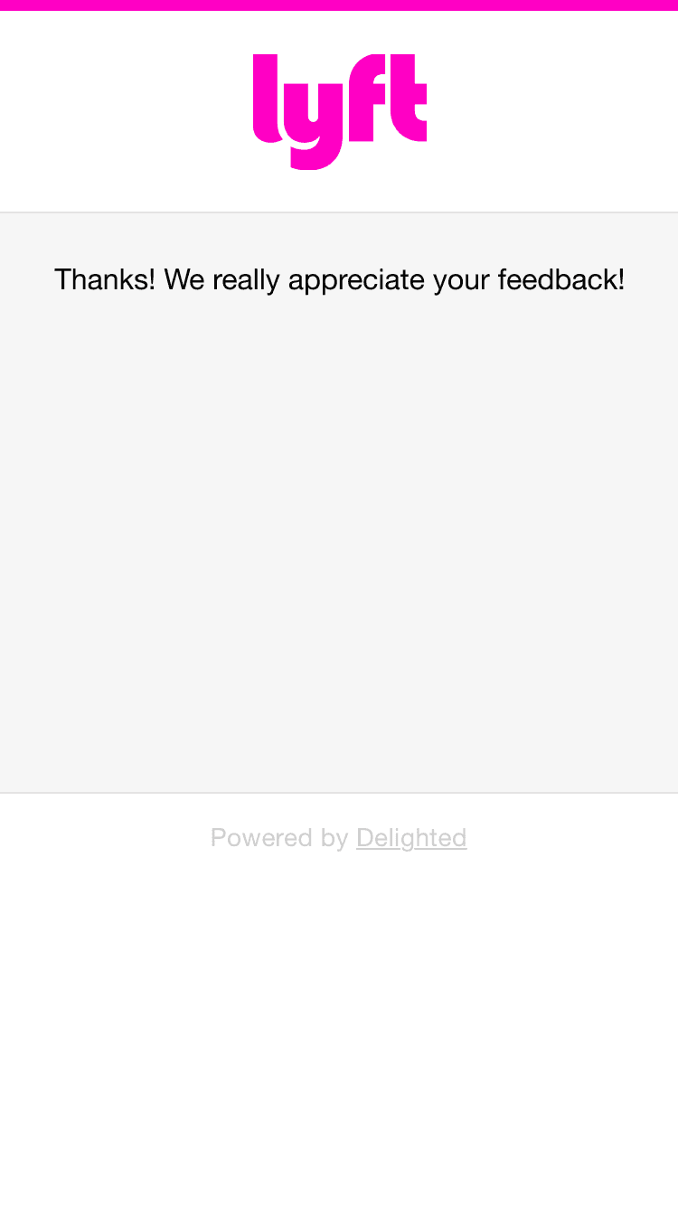 Mobile Delighted thank-you screen